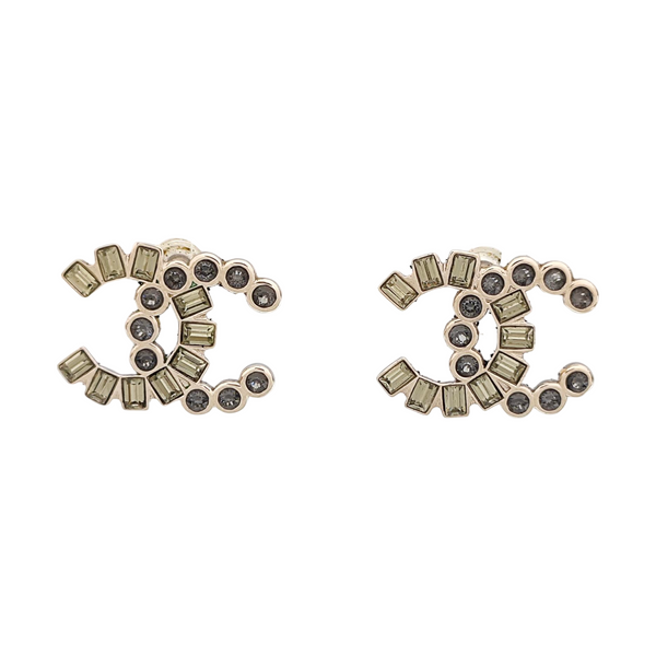 CC Logo Metal Silver Stud Earrings