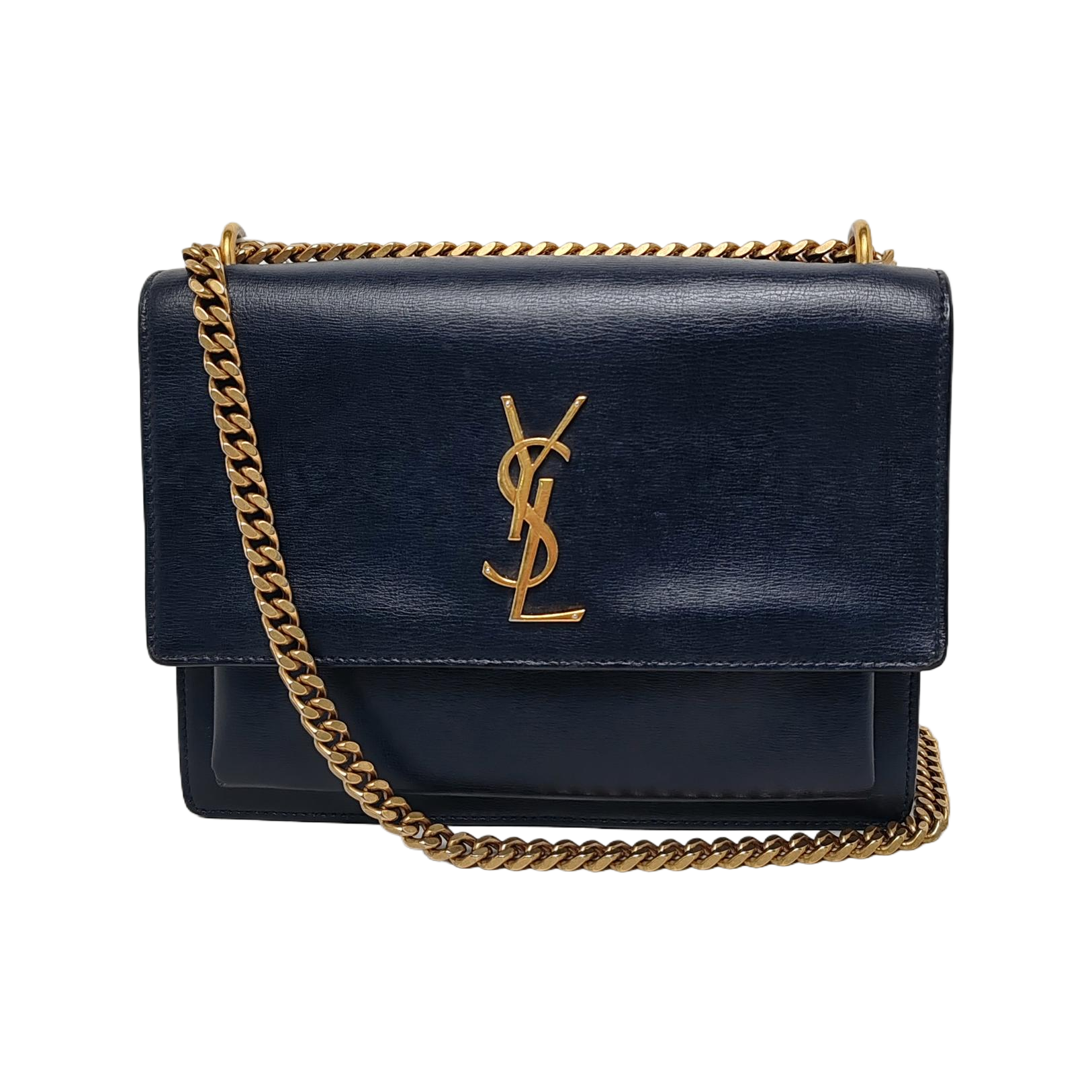 Authenticated pre-owned  SUNSET Medium Calfskin Blue - Crossbody Bag at Looply