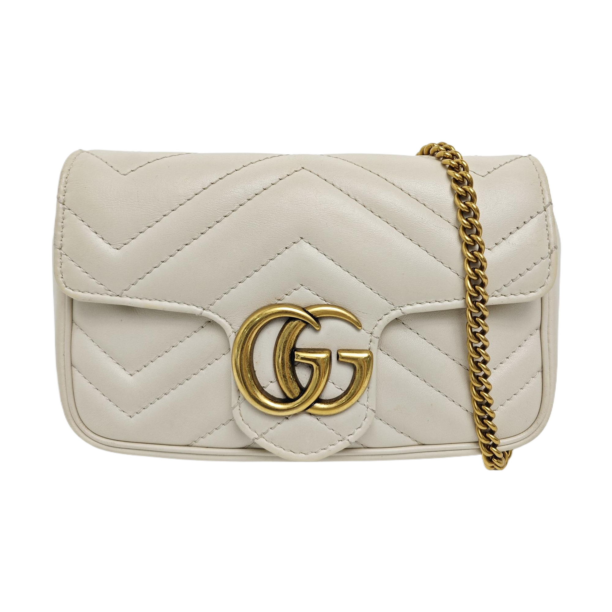 GG Marmont Mini Piel de Becerro Acolchada Blanca
