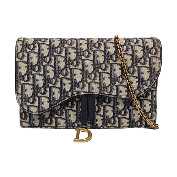 Authenticated pre-owned  Saddle Medium Oblique Canvas Blue - Shoulder Bag at Looply