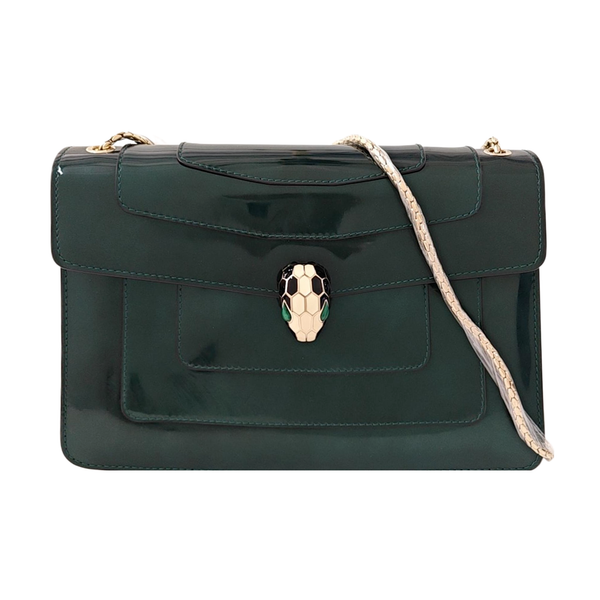 SERPENTI FOREVER Quilted Patent Leather Green