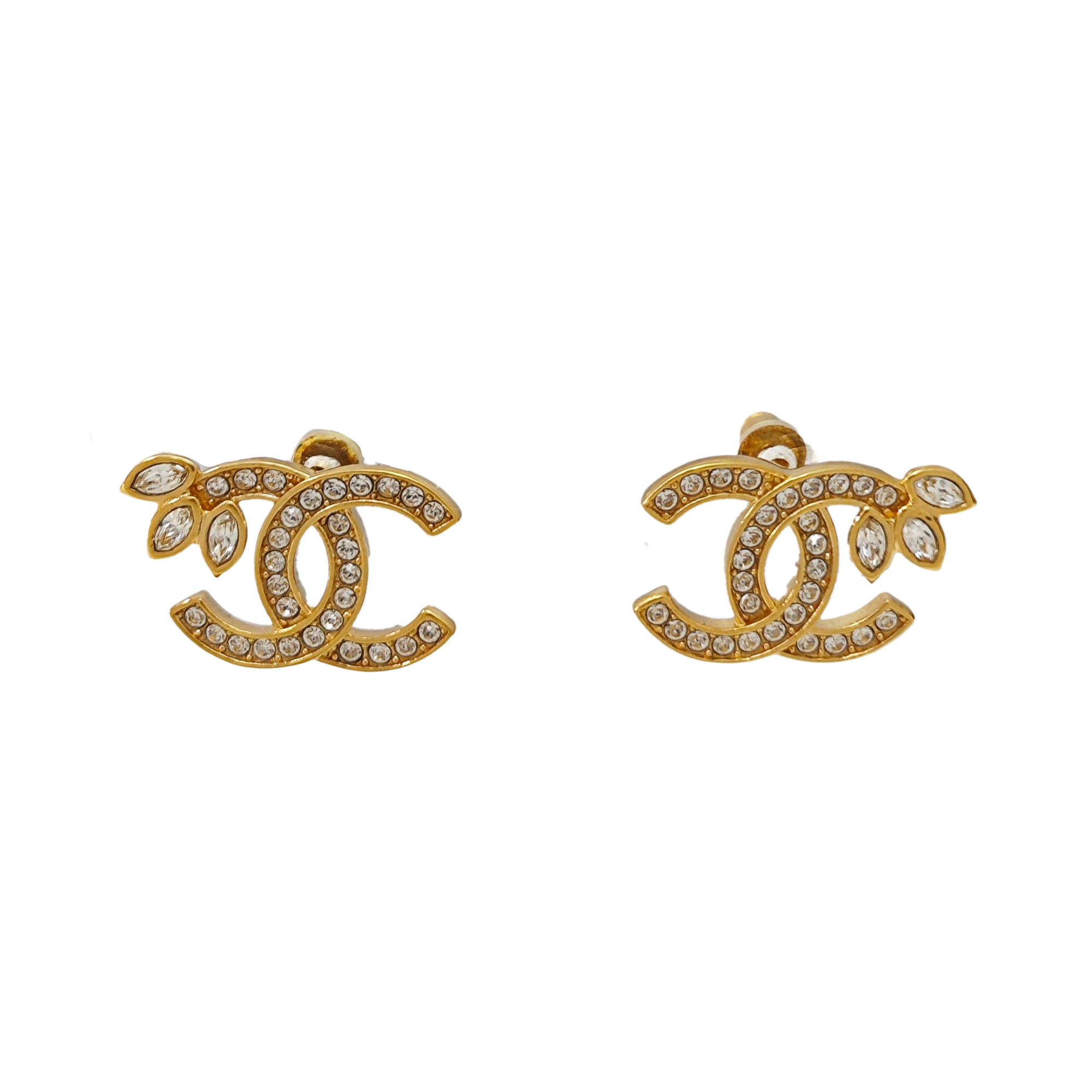 CC Logo Metal Gold Stud Earrings