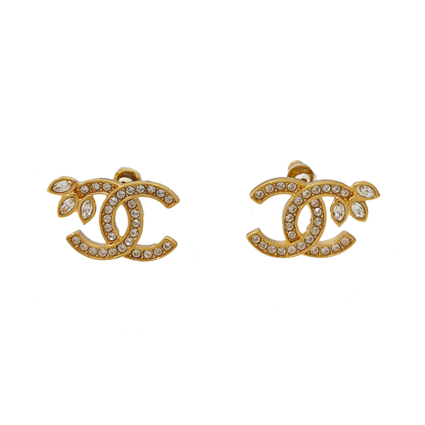 CC Logo Metal Gold Stud Earrings