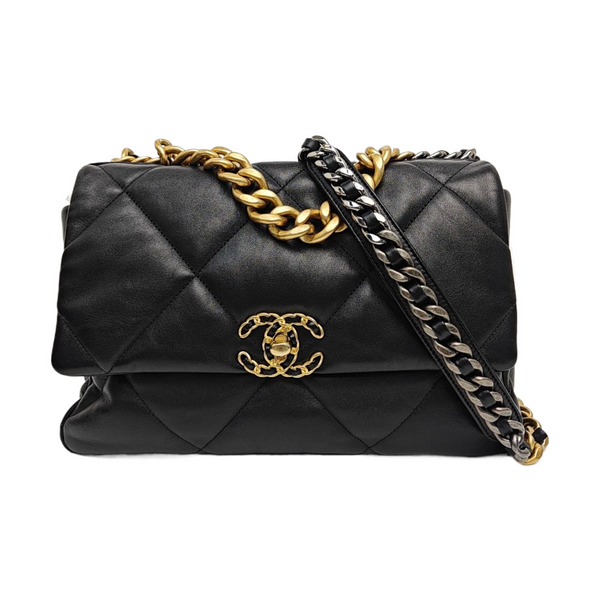 CHANEL 19 Large Quilted Lambskin Black