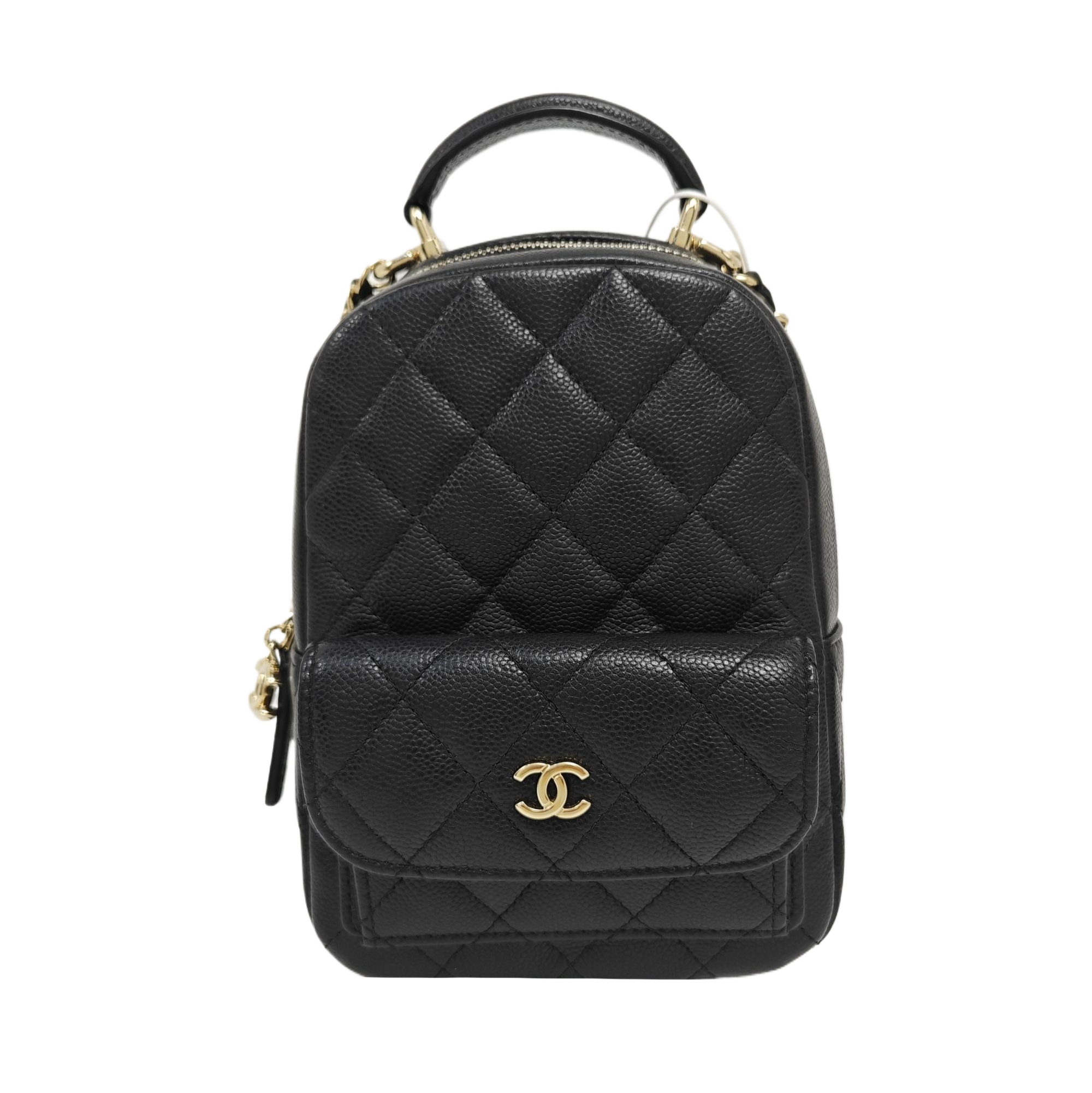 Quilted Grained Calfskin Backpack Mini Black