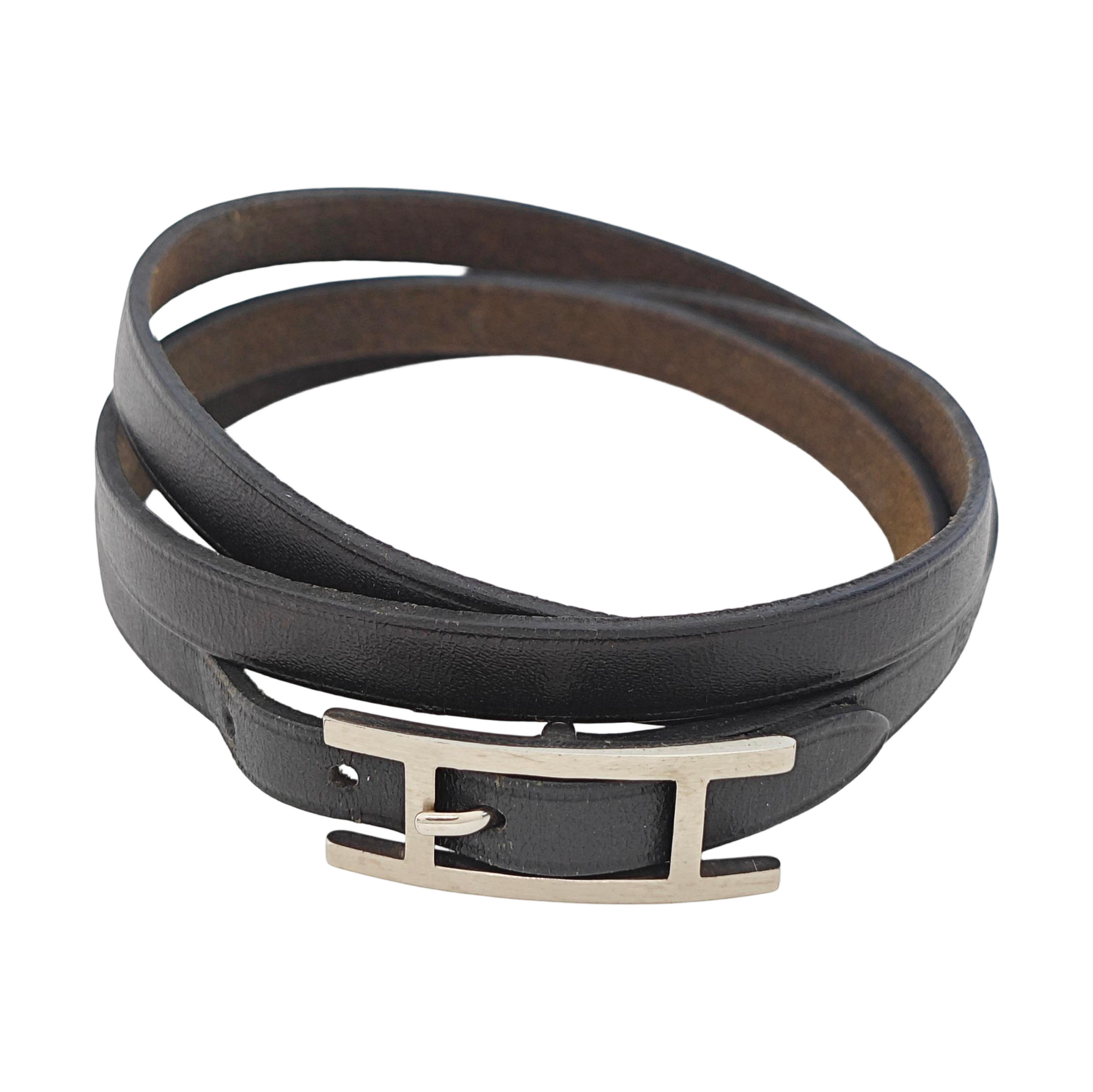 Behapi Leather Black Bangle