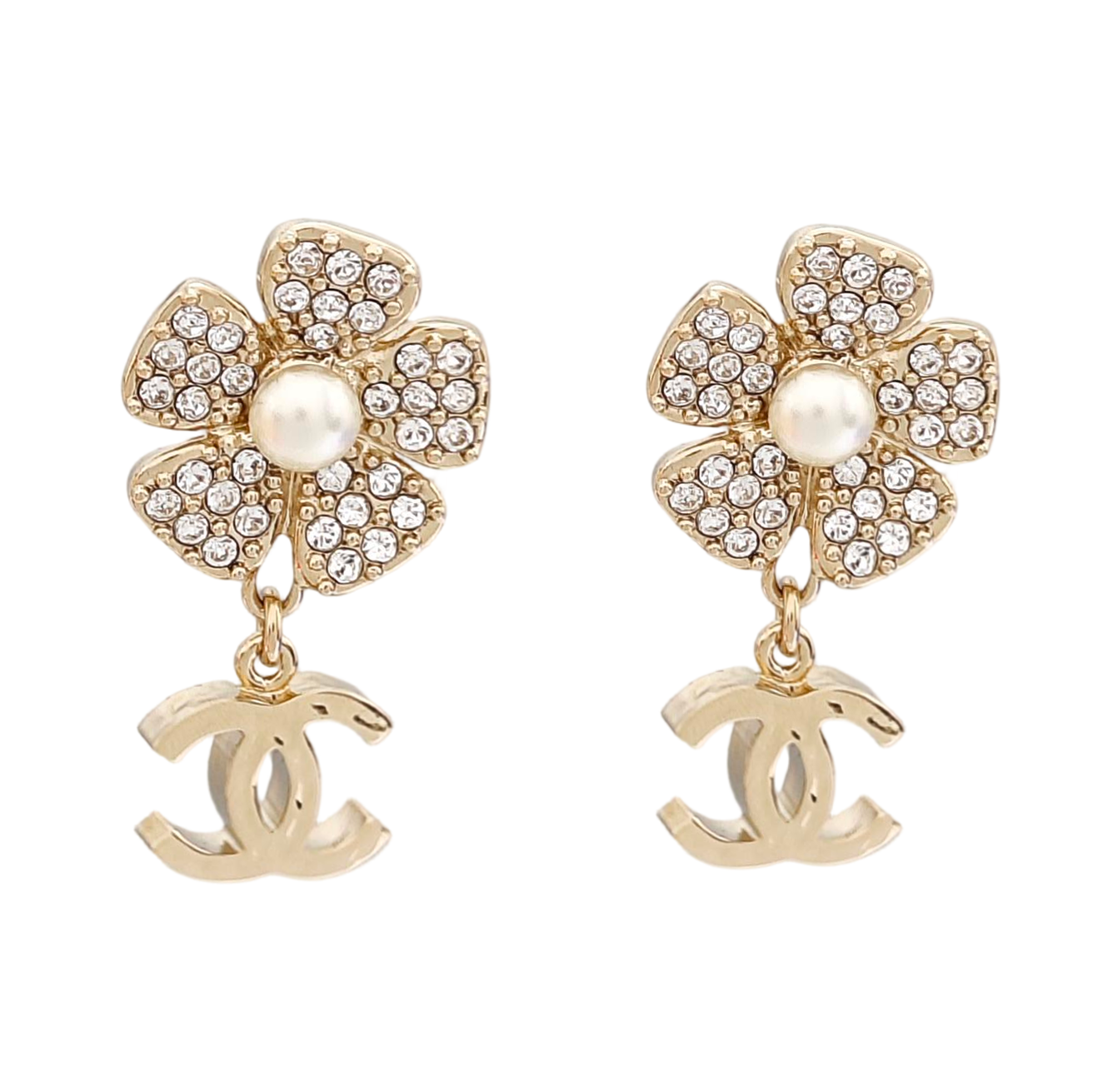 CC Logo Metal Gold Stud Earrings
