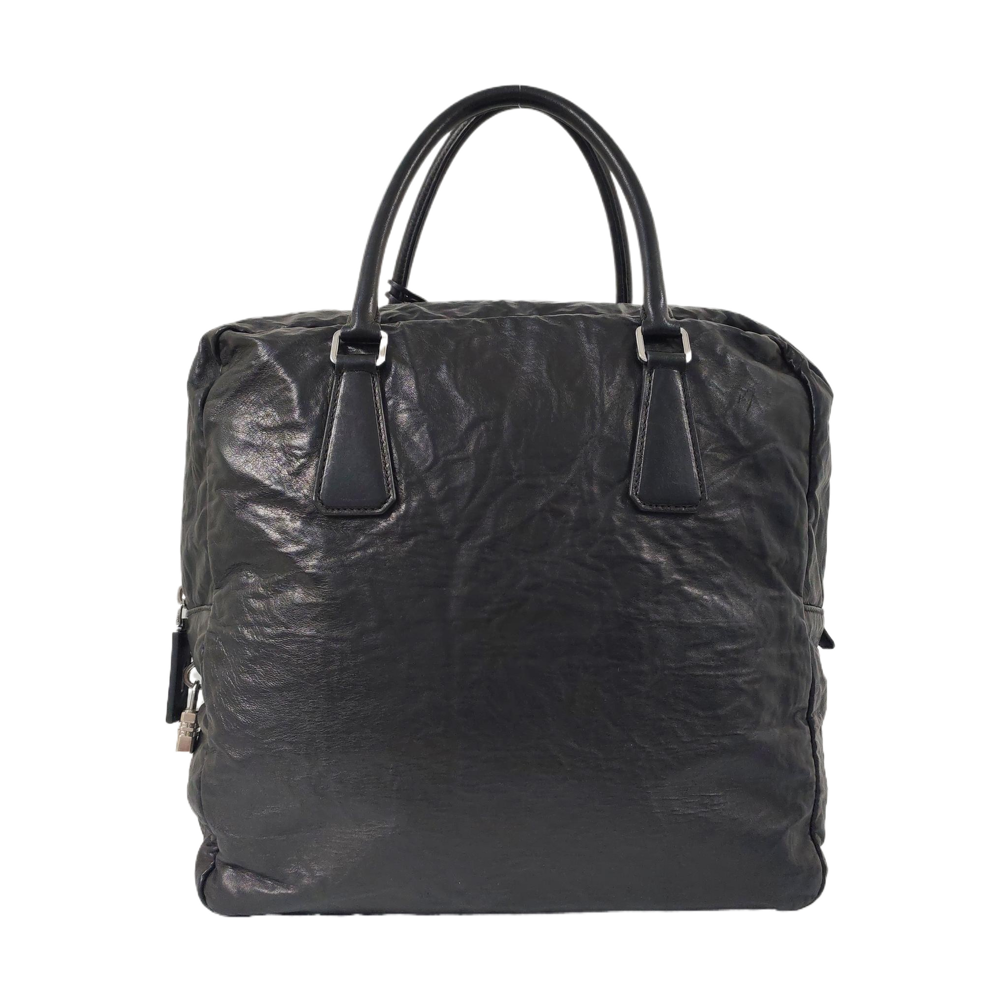 Lambskin Top Handle Bag Black