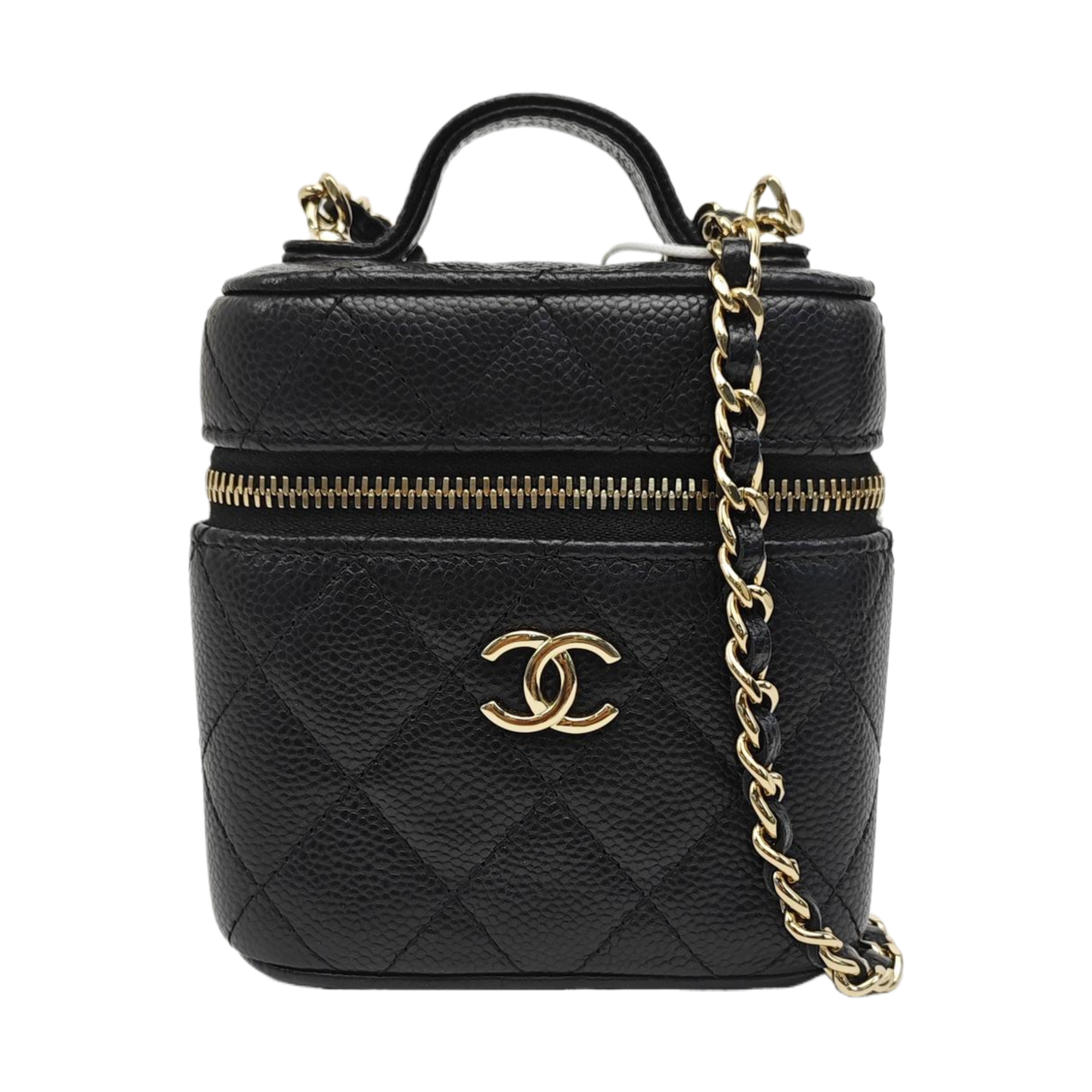 VANITY CASE Mini Quilted Grained Calfskin Black