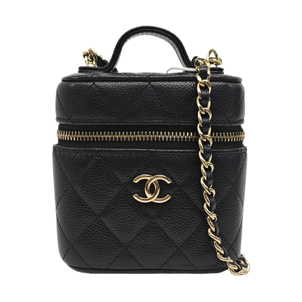 VANITY CASE Mini Quilted Grained Calfskin Black