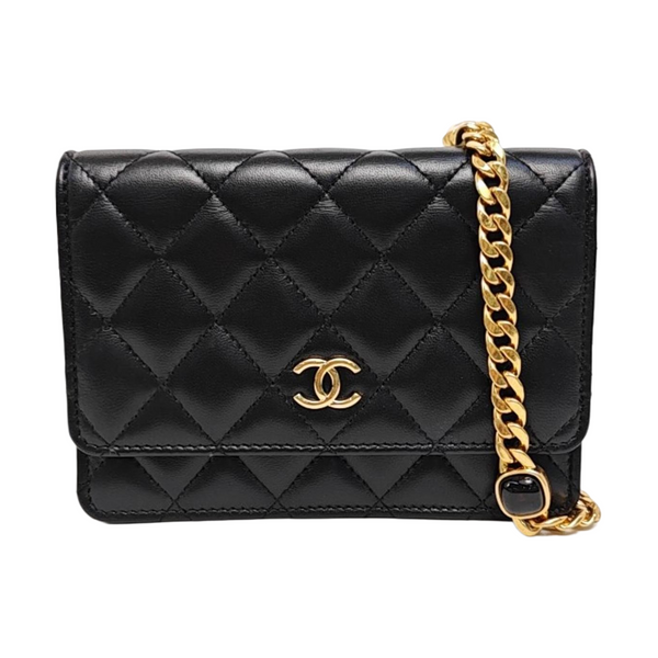 Quilted Lambskin Shoulder Bag Black
