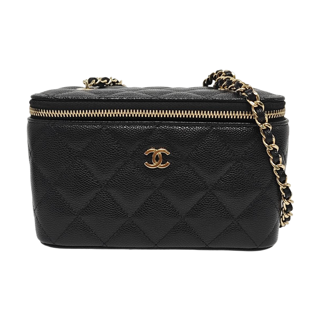 VANITY CASE Small Quilted Grained Calfskin Black