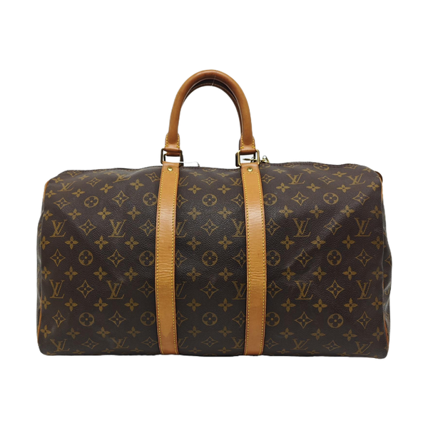 KEEPALL 45 Monogram Coated Canvas Brown