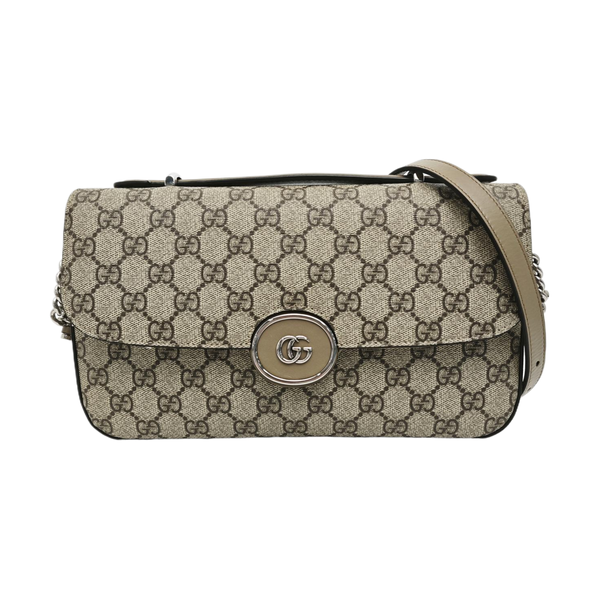 PETITE Small Monogram Coated Canvas Gray