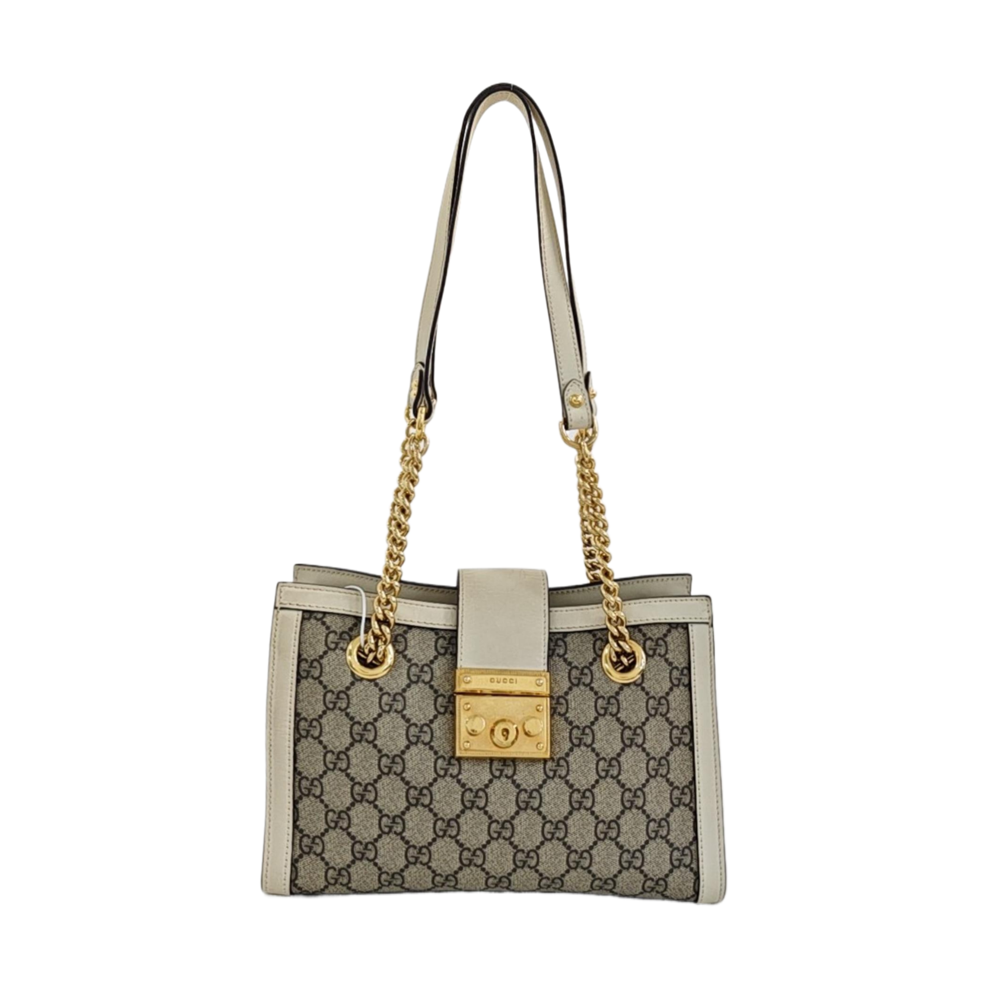 Padlock Small Monogram Coated Canvas Beige