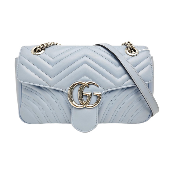 GG Marmont Medium Quilted Calfskin Blue