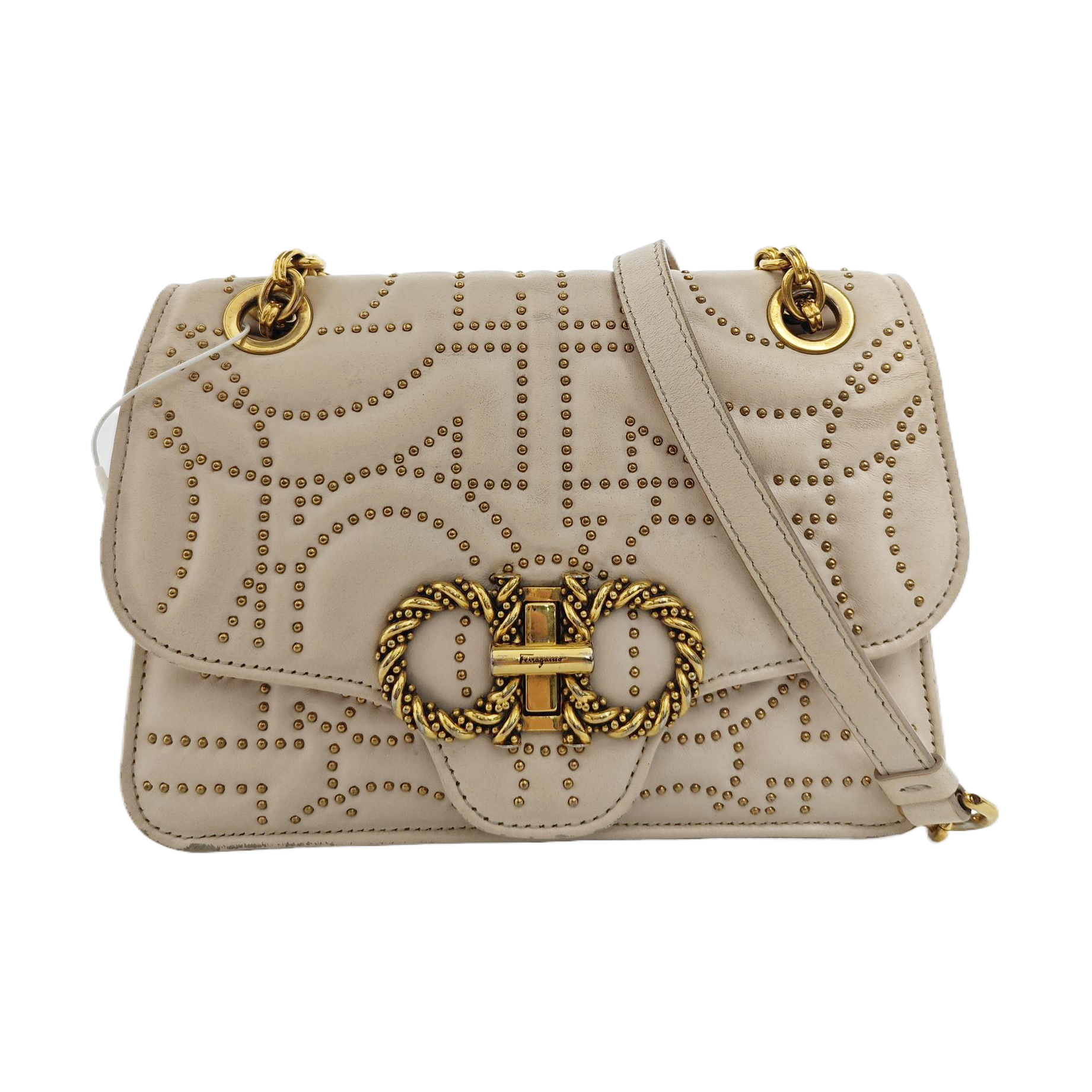 Gancini Quilted Calfskin White