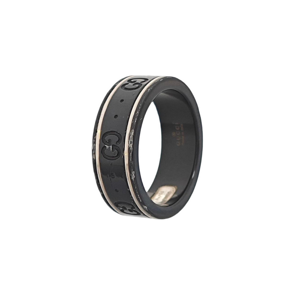 Icon 18k White Gold Black Ring EU 53