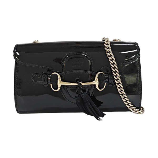 Emily Chain Small Patent Leather Black