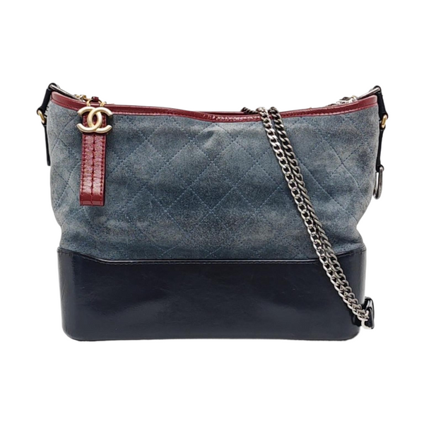 GABRIELLE Medium Quilted Suede Blue