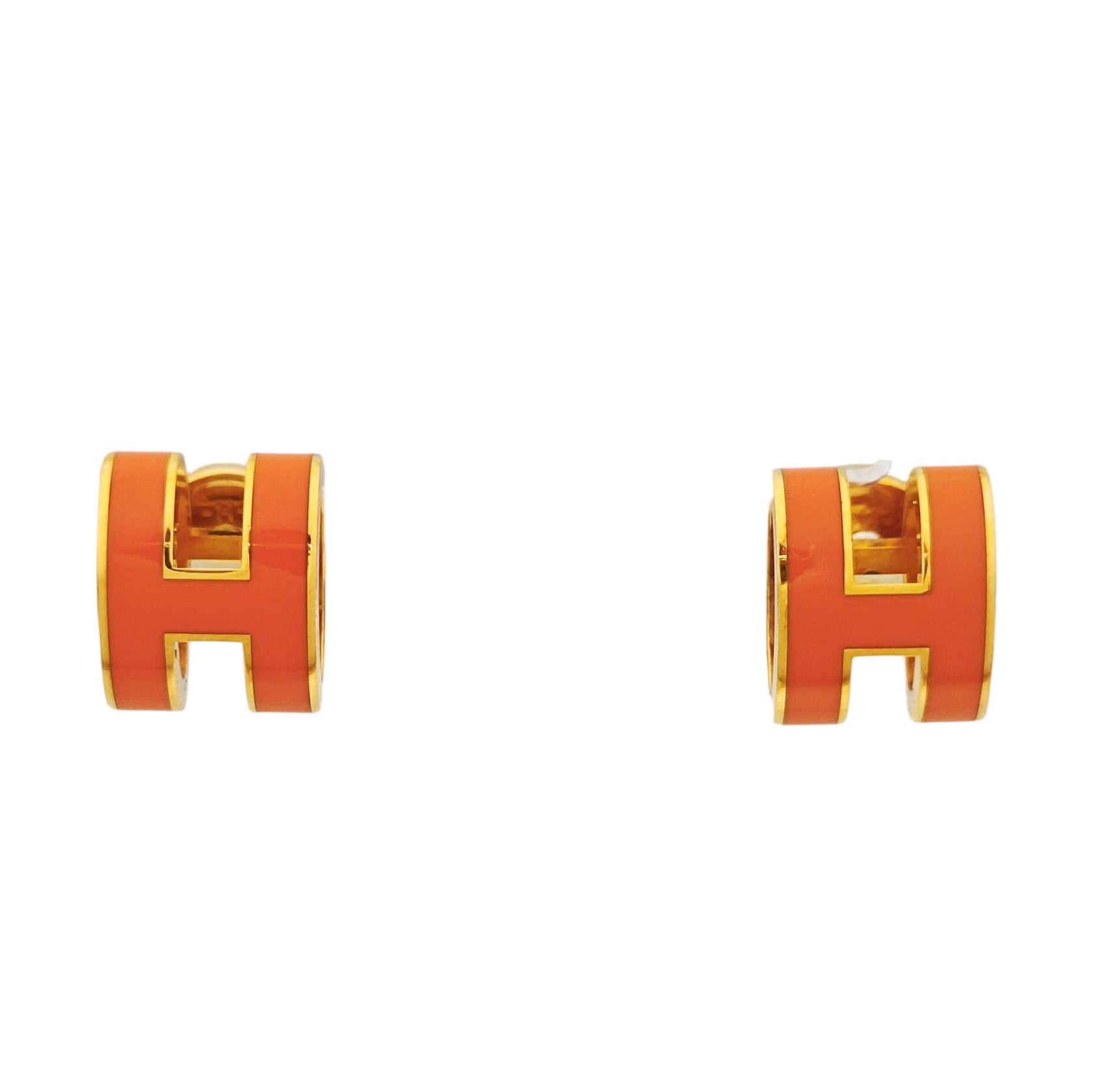 Pop H Metal Gold Stud Earrings