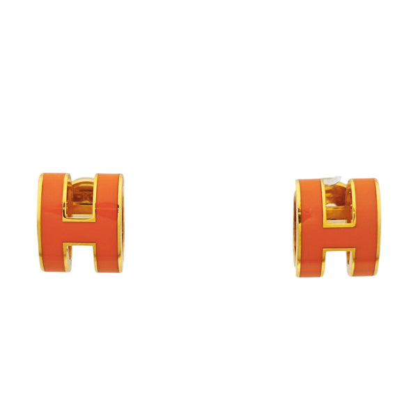 Pop H Metal Gold Stud Earrings