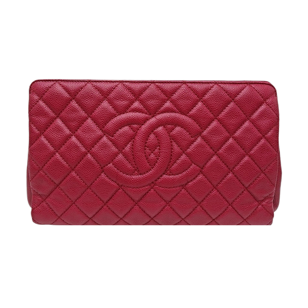 Quilted Leather Clutch Red