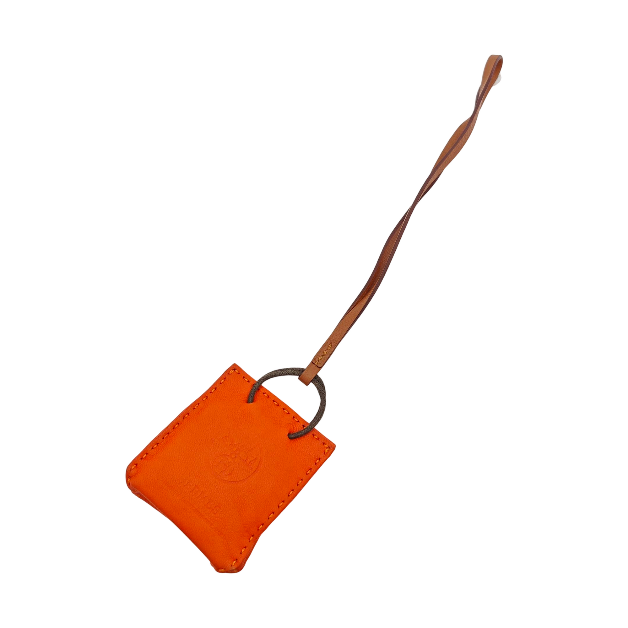 Leather Bag Charm Orange