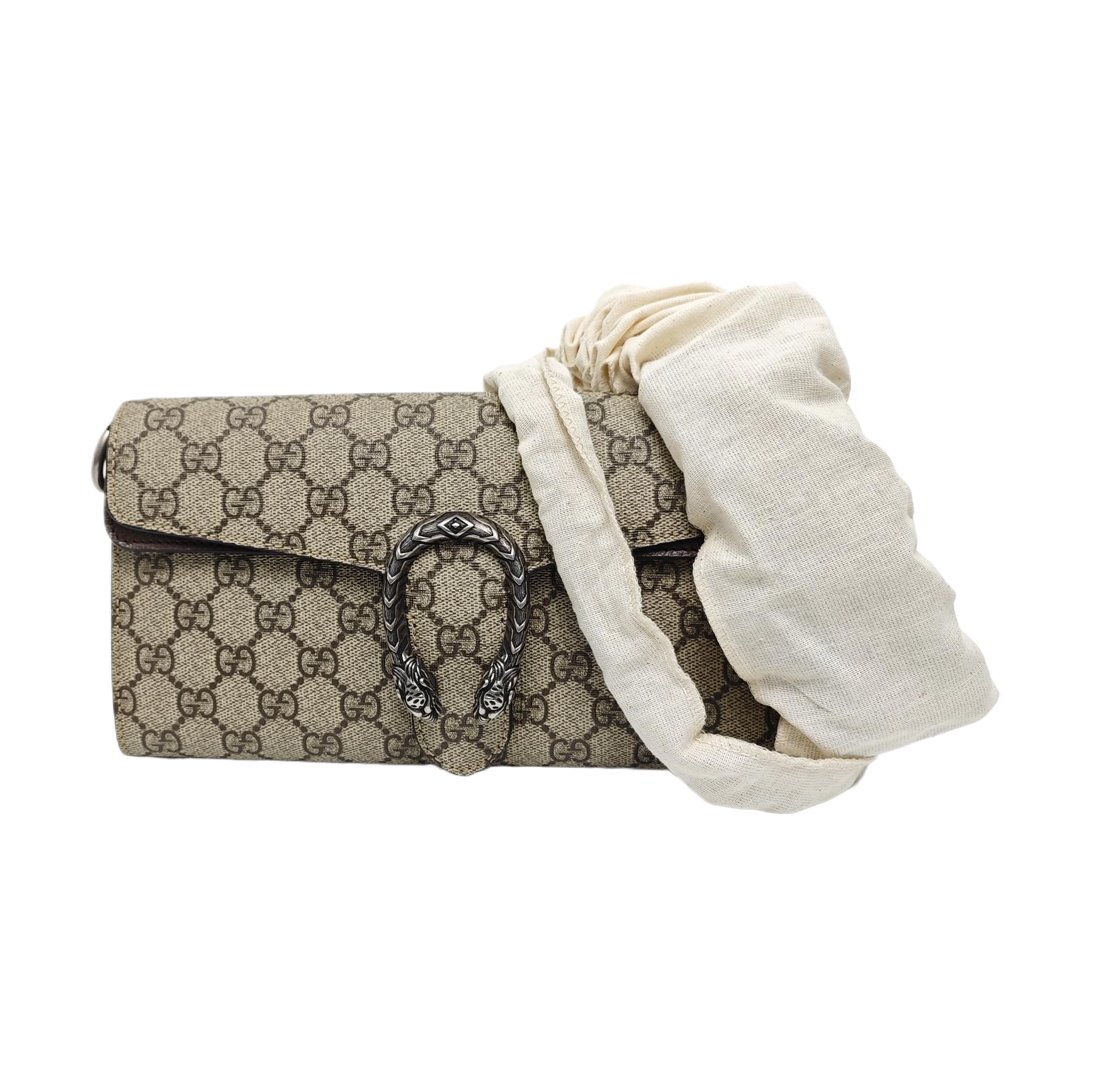 Dionysus Small Monogram Coated Canvas Beige