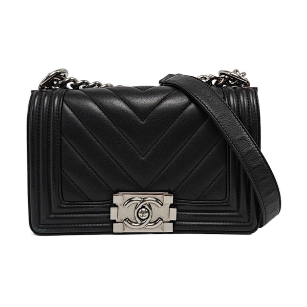 BOY CHANEL Small Chevron, Quilted Calfskin Black