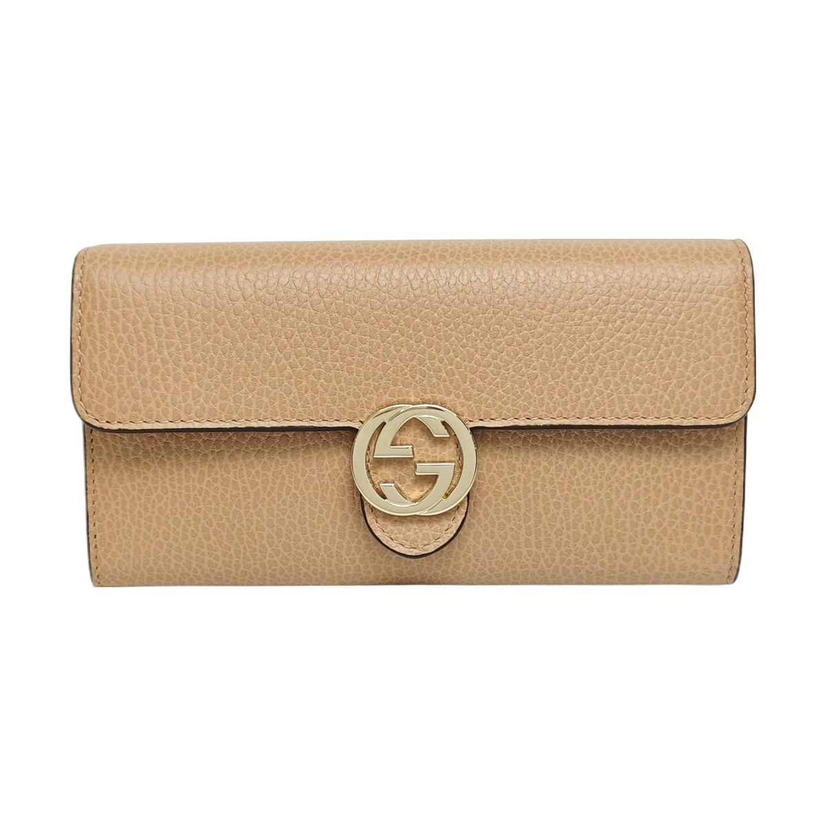 Cartera de piel de becerro marrón con G entrelazadas