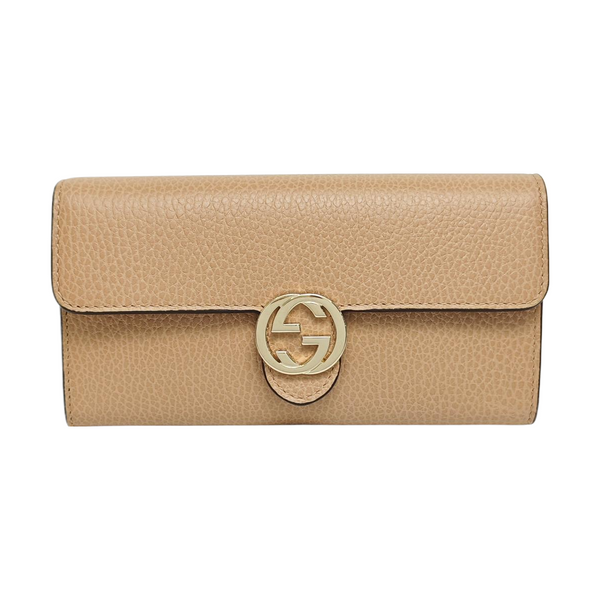 Cartera de piel de becerro marrón con G entrelazadas