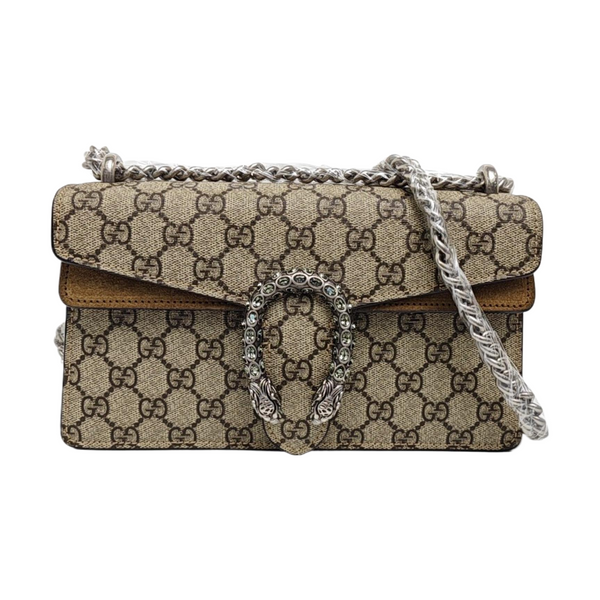 Dionysus Small Monogram Coated Canvas Beige