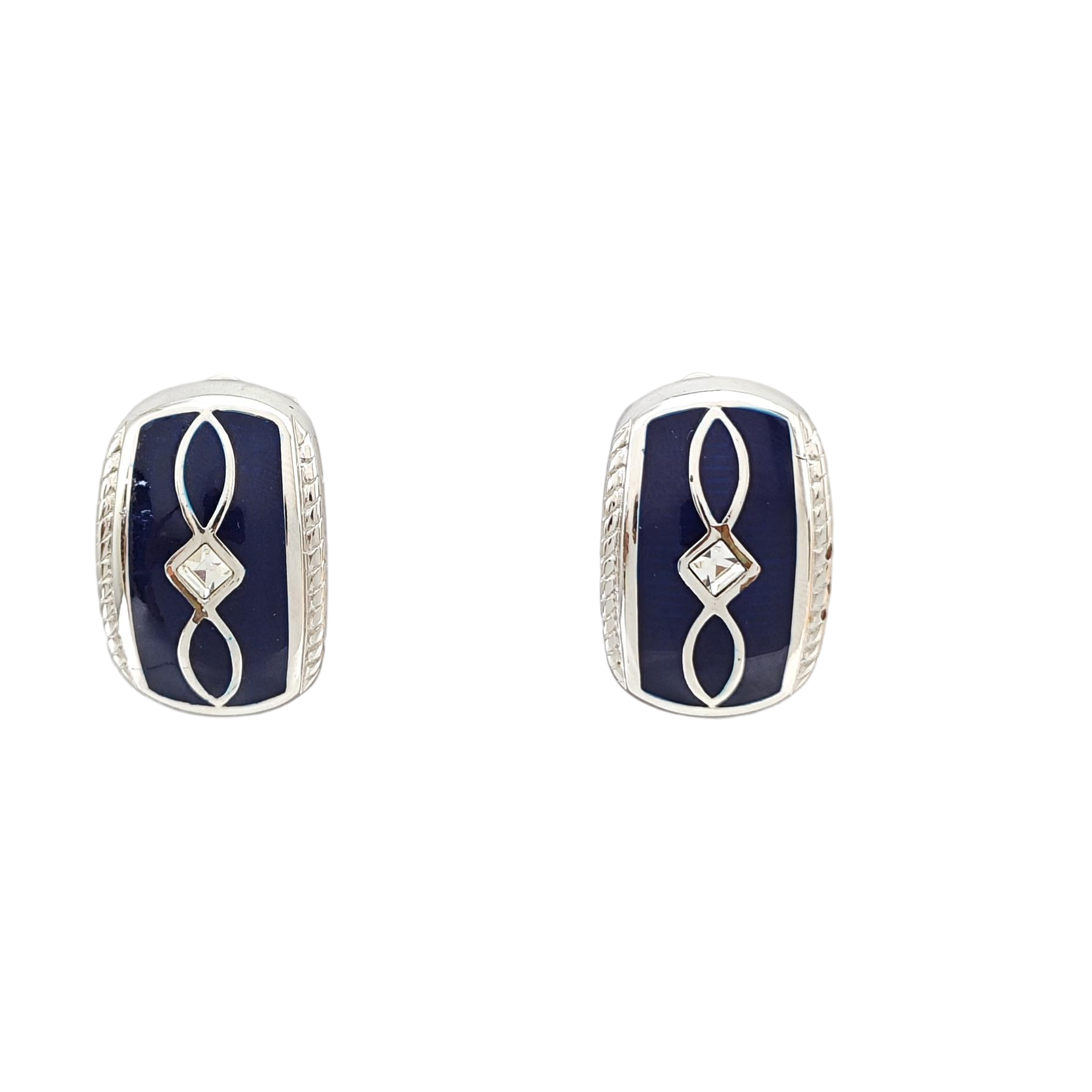 Metal Blue Clip On Earrings