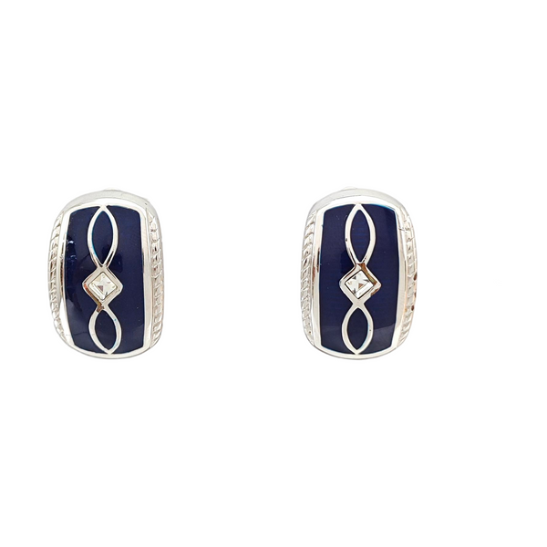 Metal Blue Clip On Earrings