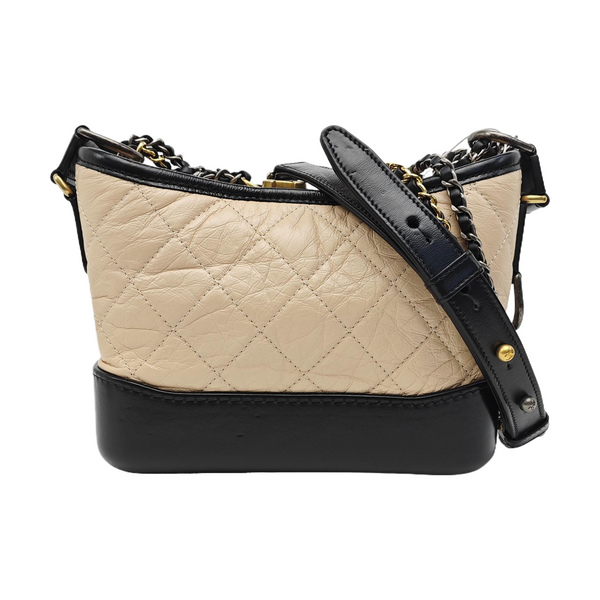 GABRIELLE Small Quilted Calfskin Beige