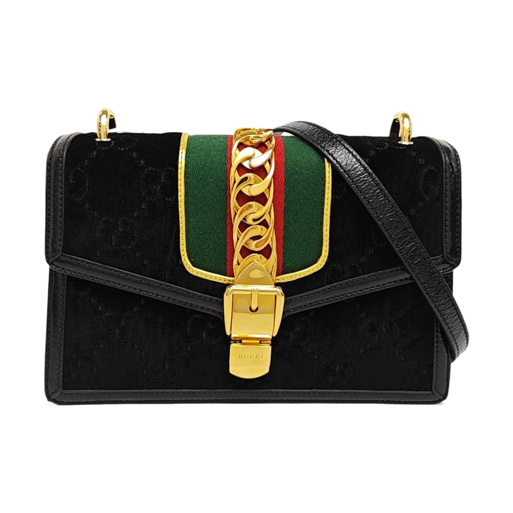 Sylvie Small Monogram Velvet Black