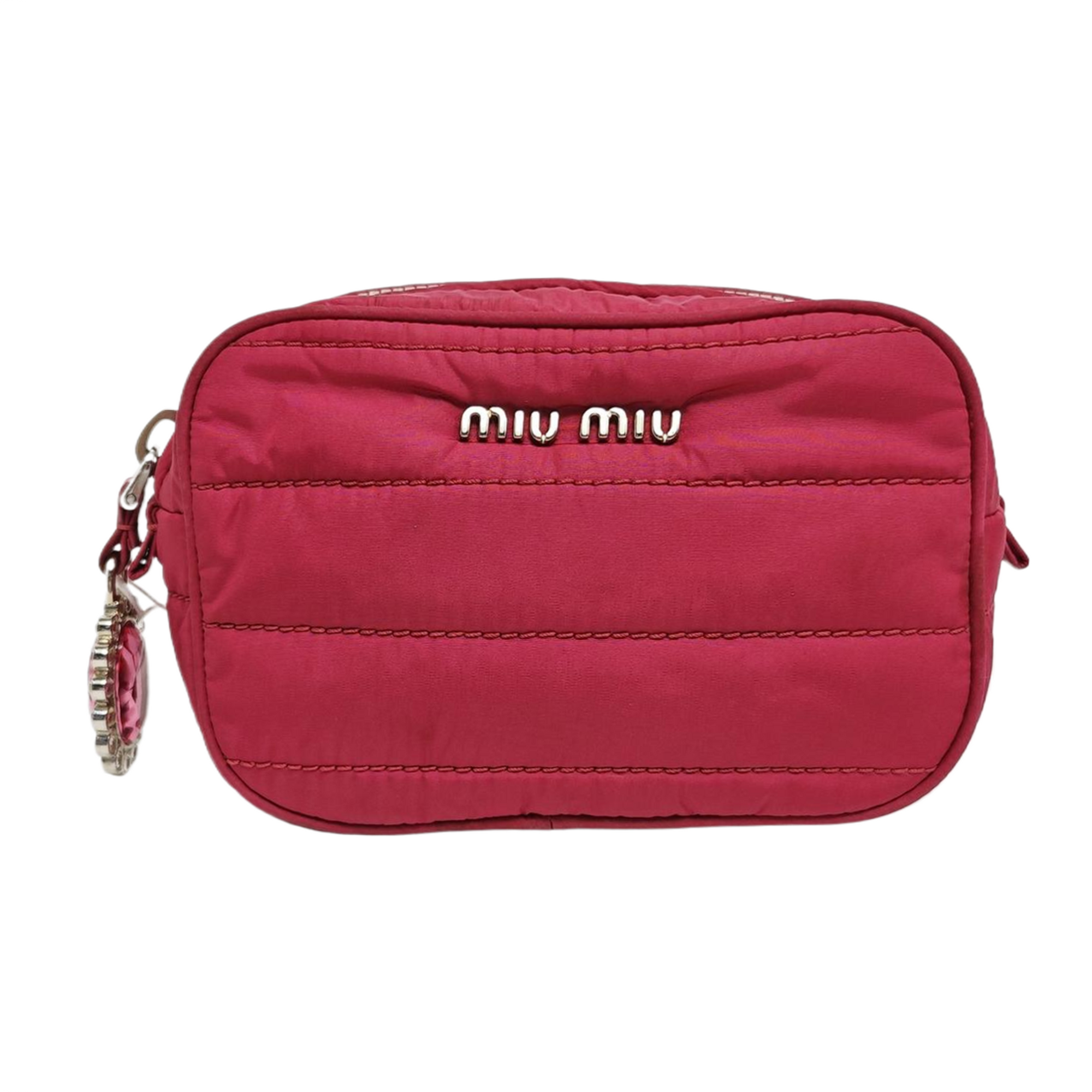 Quilted Fabric Clutch Red