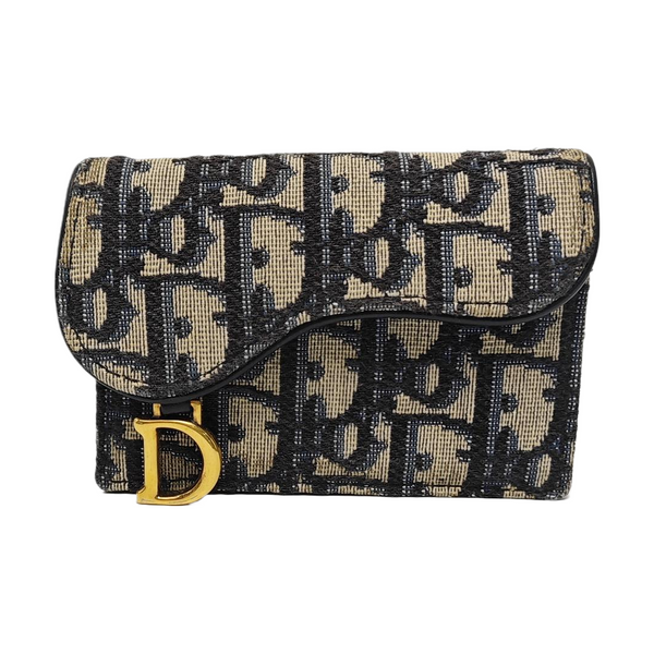 Authenticated pre-owned  Saddle Monogram Fabric Blue Card Holder - Card Holder at Looply