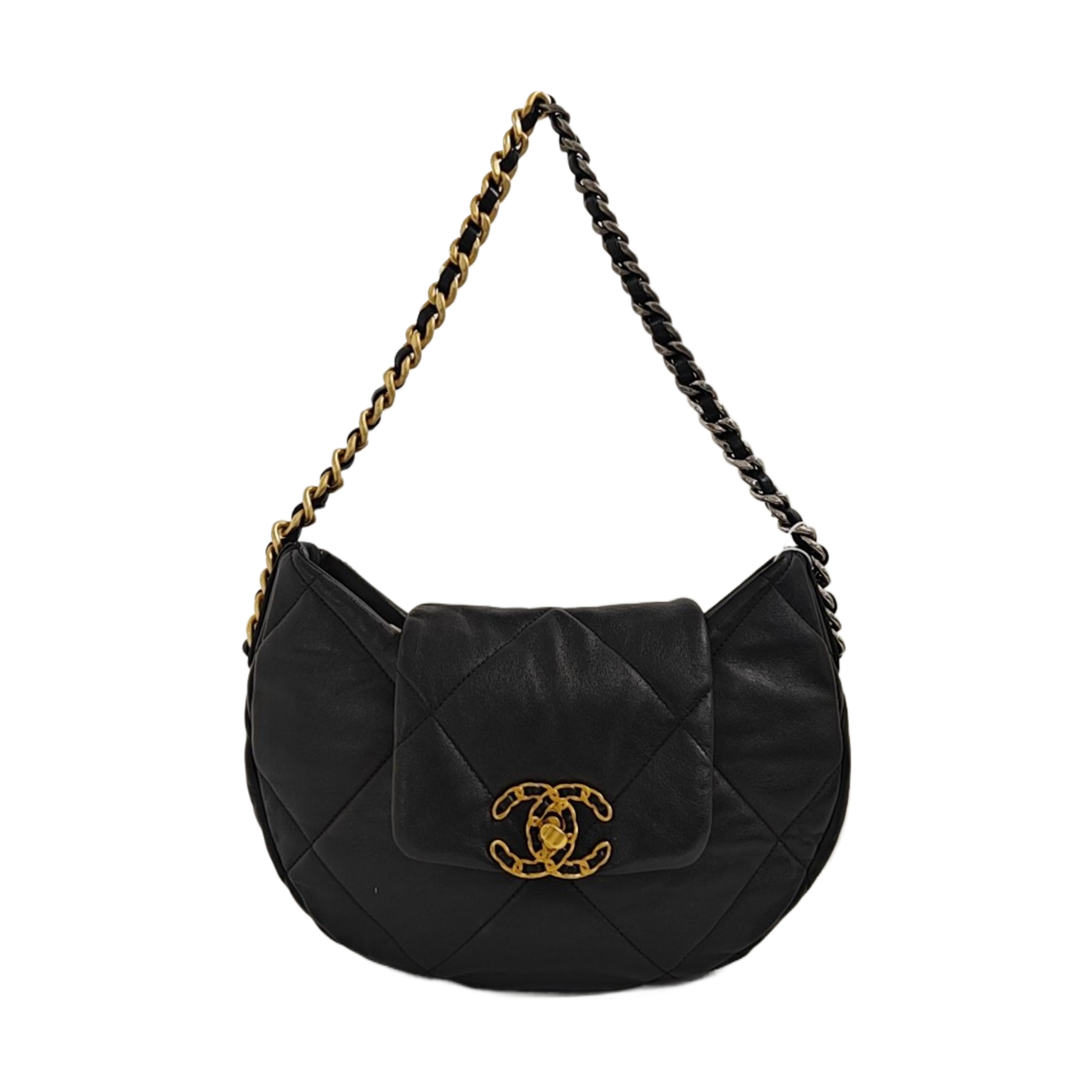 Quilted Lambskin Shoulder Bag Black