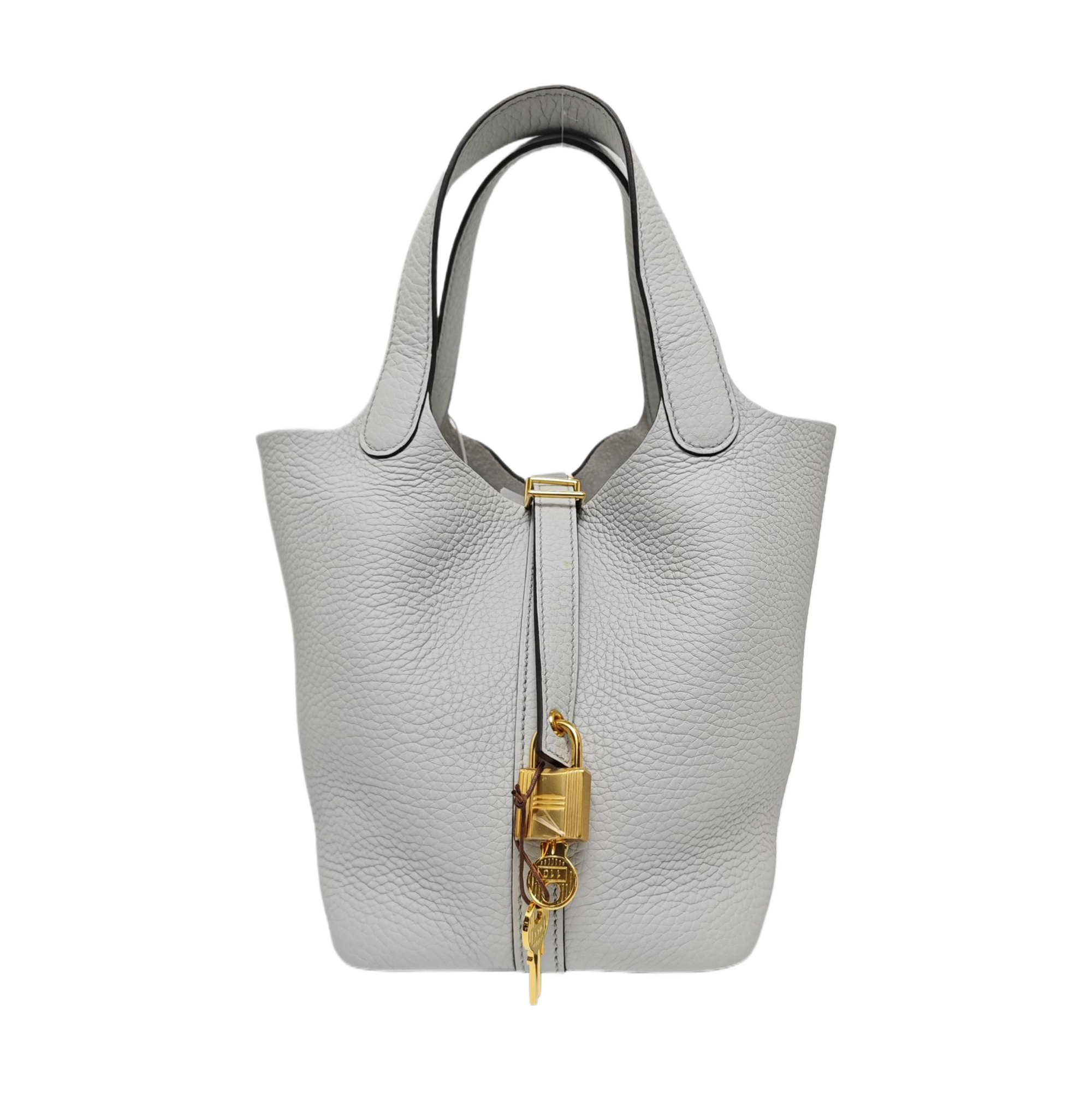 Authenticated pre-owned  Picotin Lock 18 Clemence Blue - Bucket Bag at Looply