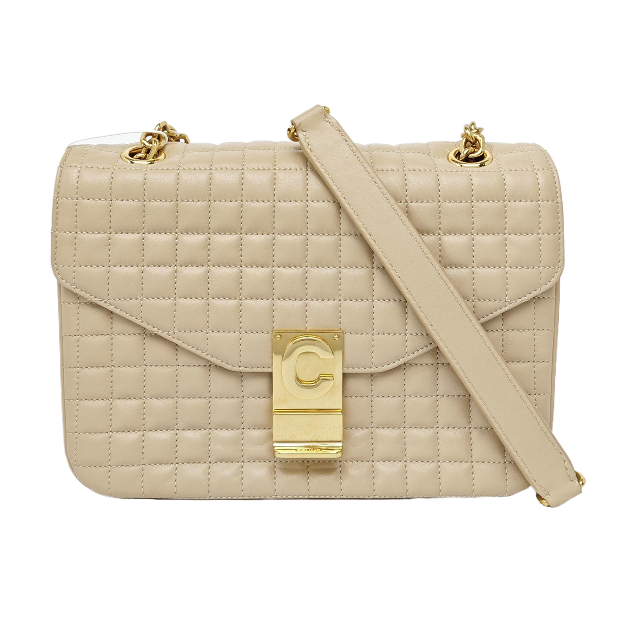 C Medium Quilted Calfskin Beige