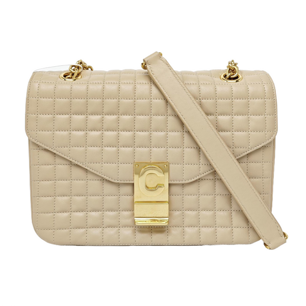 C Medium Quilted Calfskin Beige