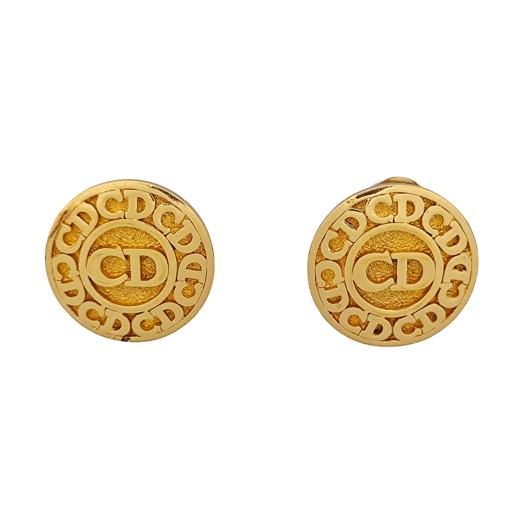 Petit CD Metal Gold Clip On Earrings