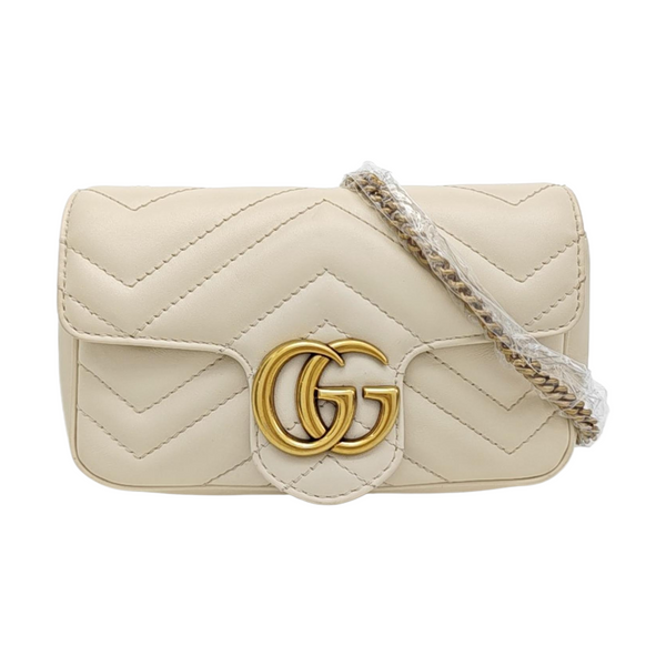 GG Marmont Mini Quilted Calfskin White