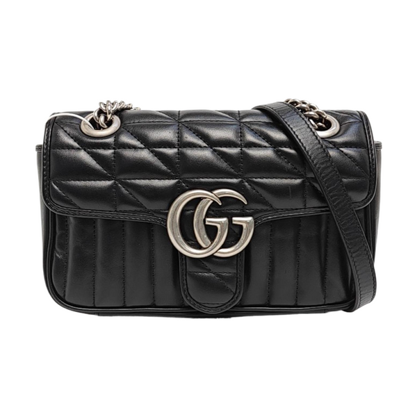 GG Marmont Small Quilted Calfskin Black