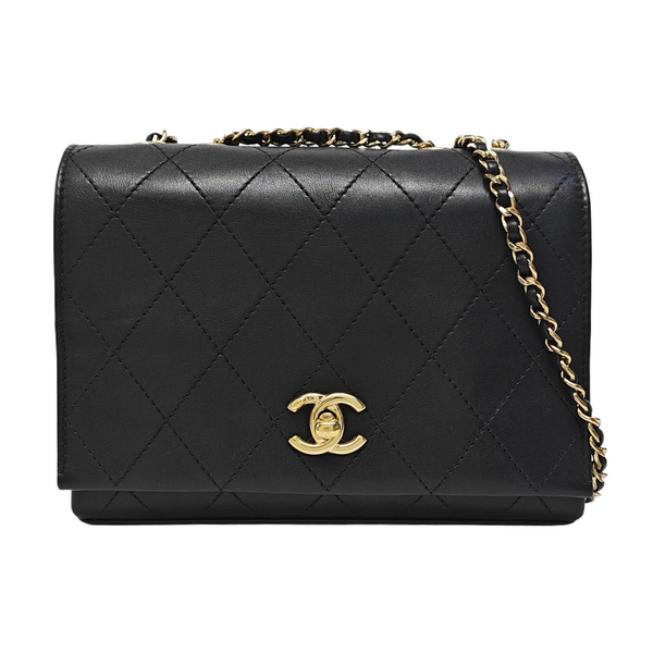 Quilted Calfskin Shoulder Bag Black