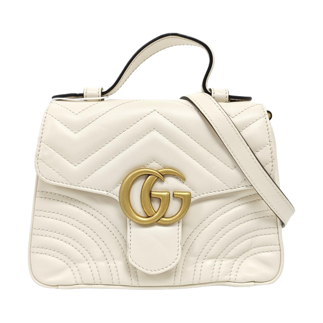 GG Marmont Mini Quilted Calfskin White