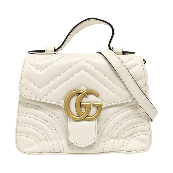 GG Marmont Mini Quilted Calfskin White