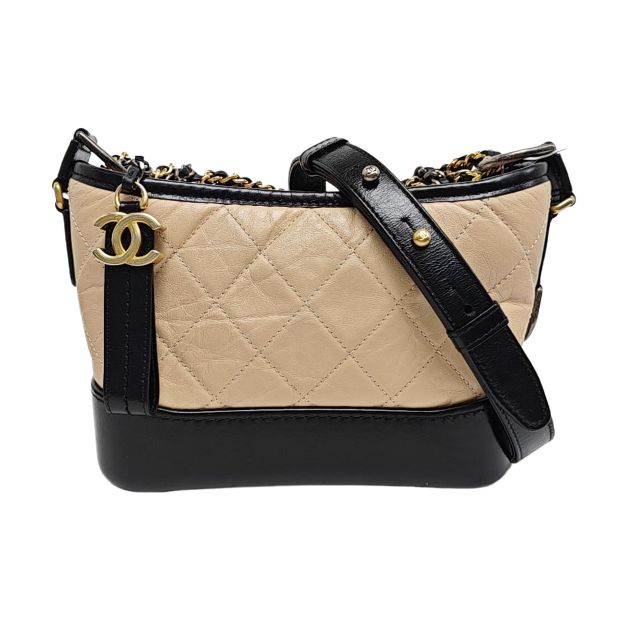 GABRIELLE Small Quilted Calfskin Beige